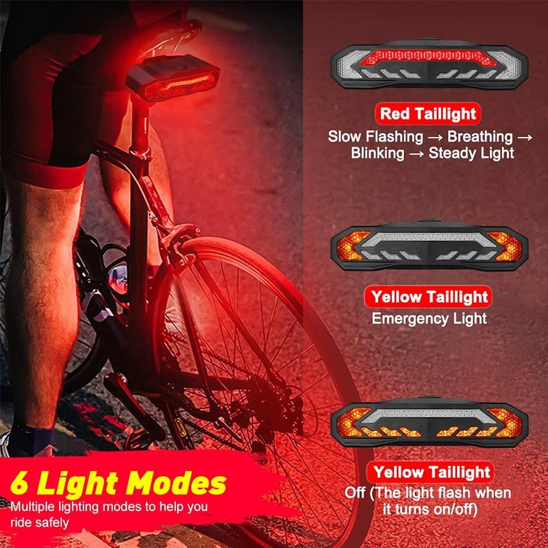 Onvian Smart Bike Tail Light with Turn Signals, Rechargeable Bicycle Horn Bike Alarm with Remote, Auto-Sensing Bike Turn Signals Light Alarm - Image 3
